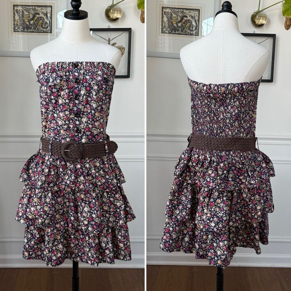 Vintage Y2K Deb Prairie Floral Tiered Ruffle Cowgirl Dress 1X